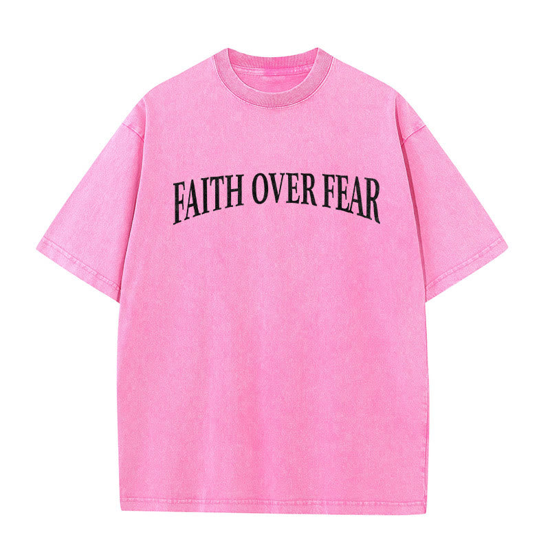 Christianartworkshop Faith Over Fear Thorn Cross Unisex Washed T-Shirt - image 20
