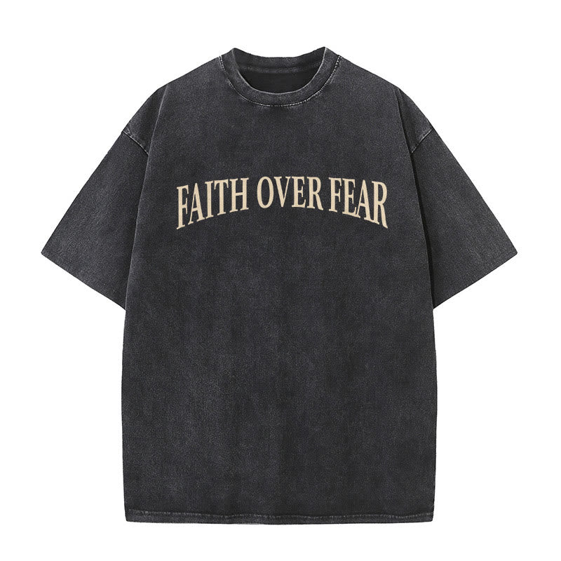 Christianartworkshop Faith Over Fear Thorn Cross Unisex Washed T-Shirt - image 4
