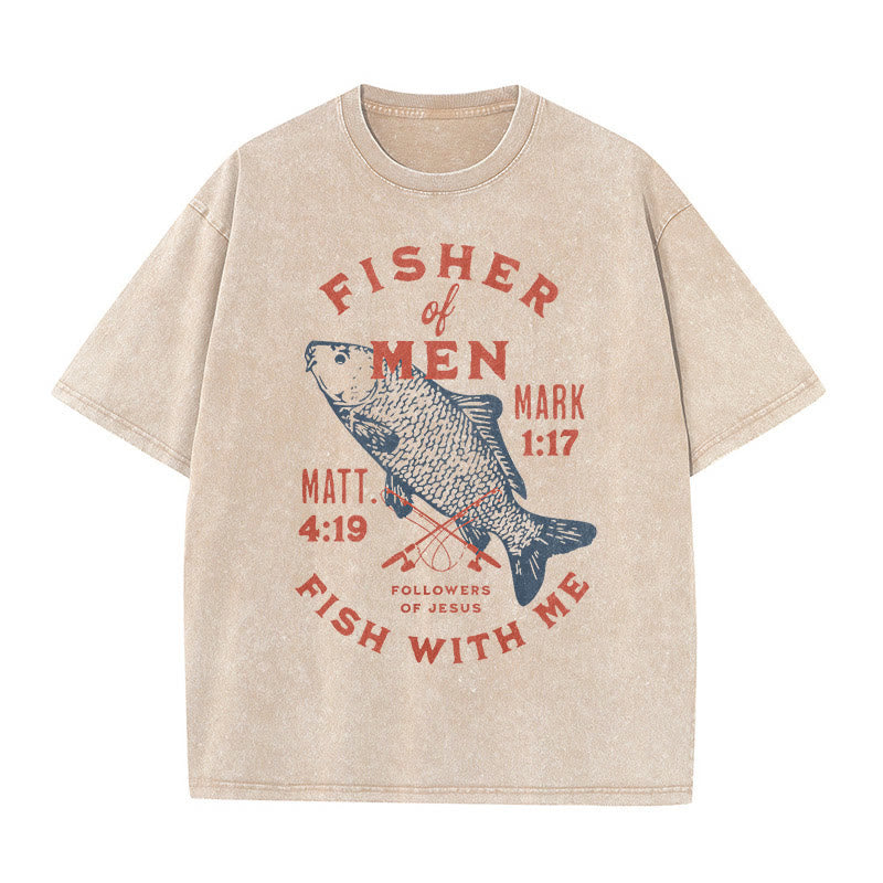 Christianartworkshop Followers of Jesus Fisher of Men Unisex Washed T-Shirt - Apricot - 5XL - image 0