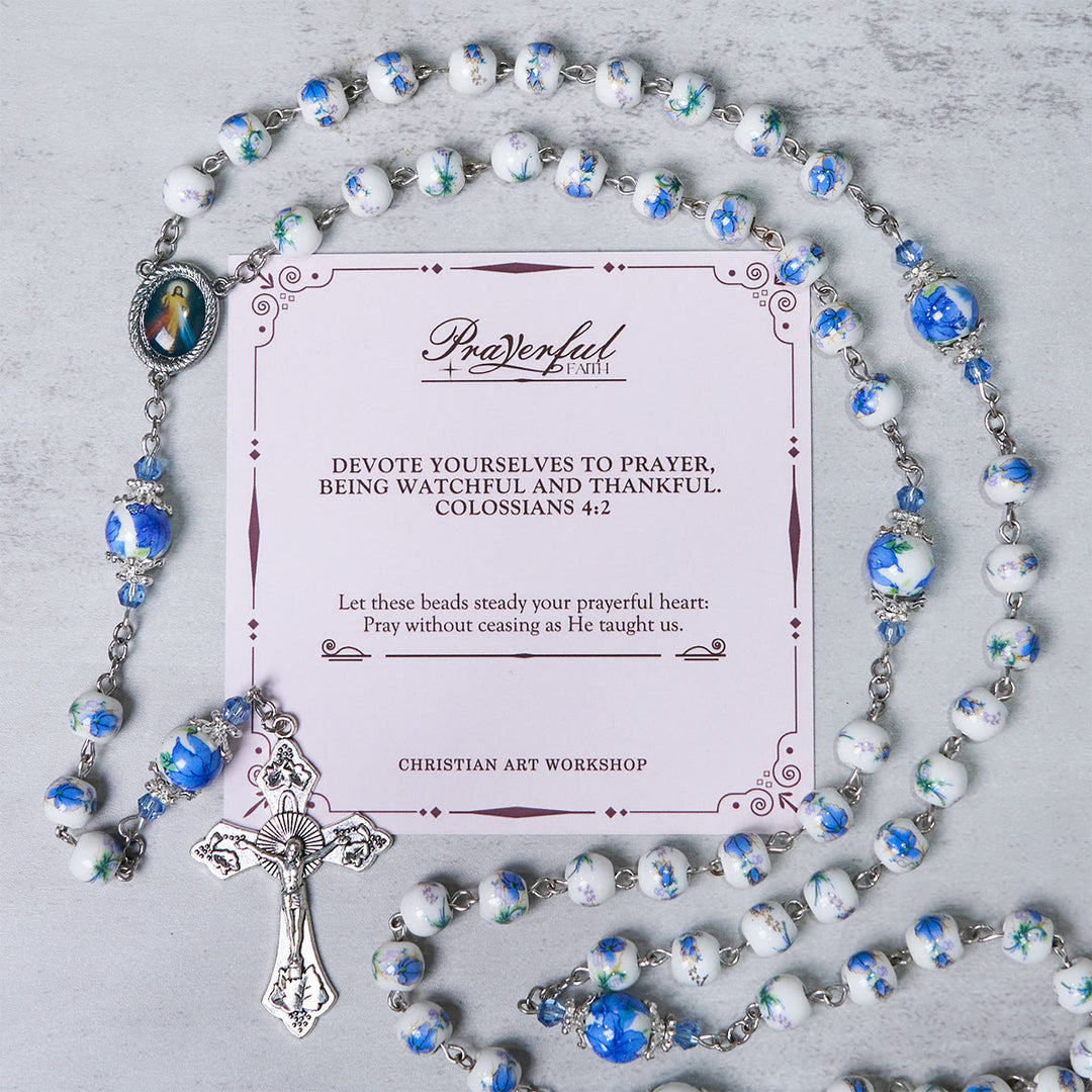 Christianartworkshop PRAYERFUL FAITH: Handmade Floral Lily of the Vally Beads Rosary - PRAYERFUL FAITH - image 1