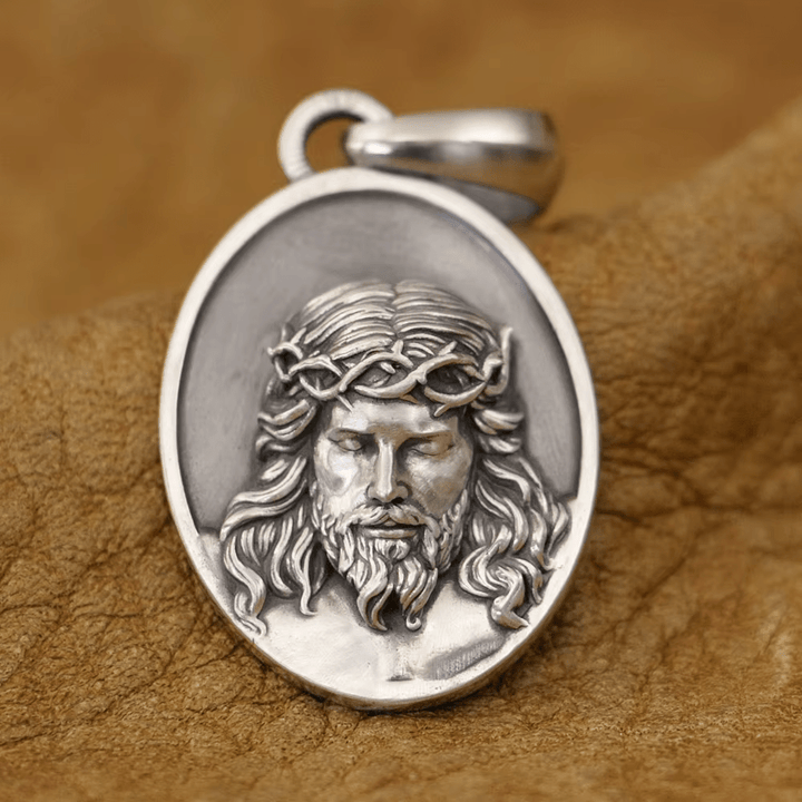 Christianartworkshop 925 Silver Crown of Thorns Jesus Medal Necklace: A Reminder of His Sacrifice - Jesus - image 0