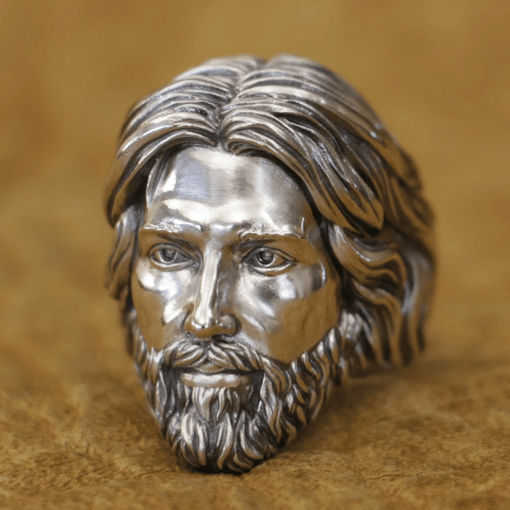 Christianartworkshop Sculpted Sacred Jesus Christ Portrait Ring Crafted in 925 Silver - image 2