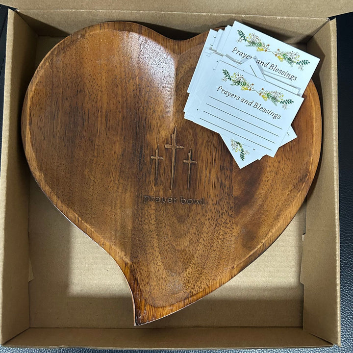 Christianartworkshop 3 Color Wooden Heart Shaped Prayer Bowl with Faith Note Cards - Brown With Cards (24PCS) - image 8