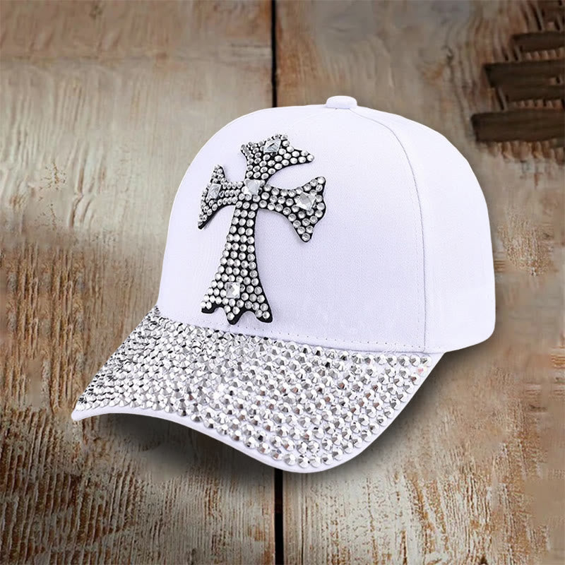 Christianartworkshop Faith Sparkles Crystal Cross Baseball Cap for Glam Believers - White - image 4