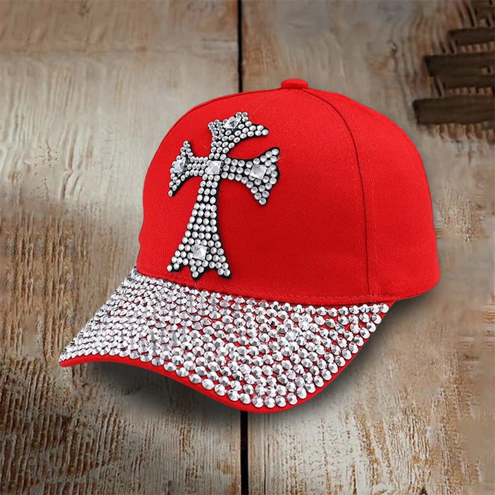 Christianartworkshop Faith Sparkles Crystal Cross Baseball Cap for Glam Believers - Red - image 6