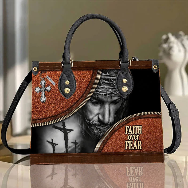 Christianartworkshop Faith Over Fear Jesus Themed Handbag: Carry Courage and Christ with You - Handbag - image 1