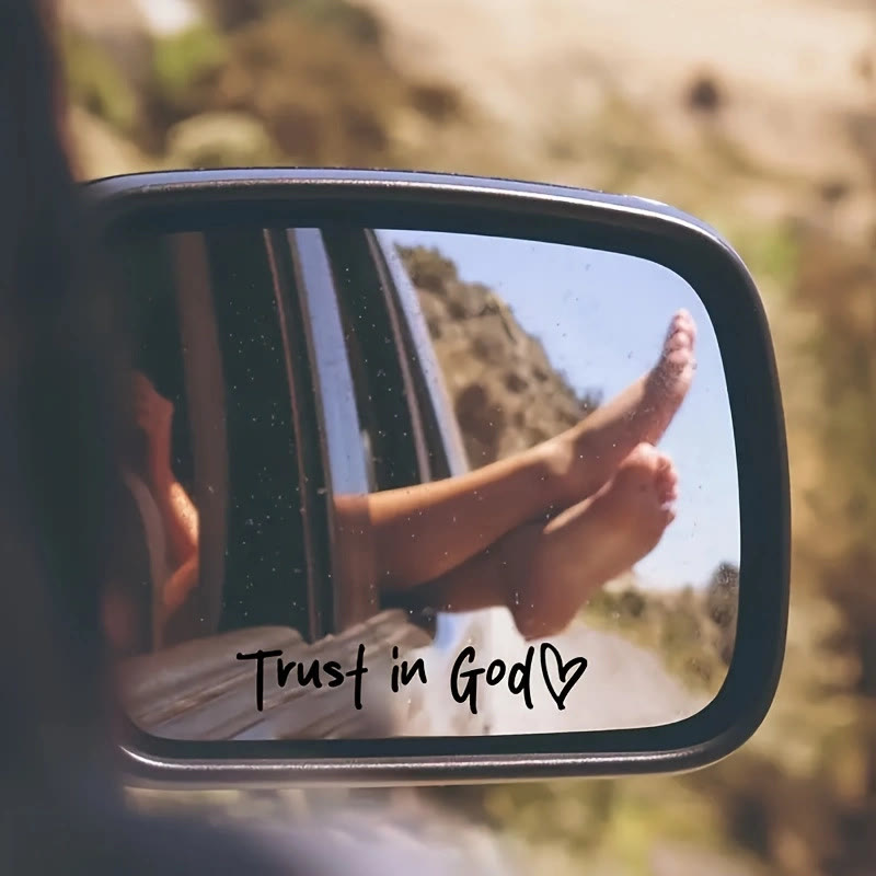 Christianartworkshop Minimalist Everyday Faith Car Mirror Sticker: Trust in God Road Companion - Black - image 2