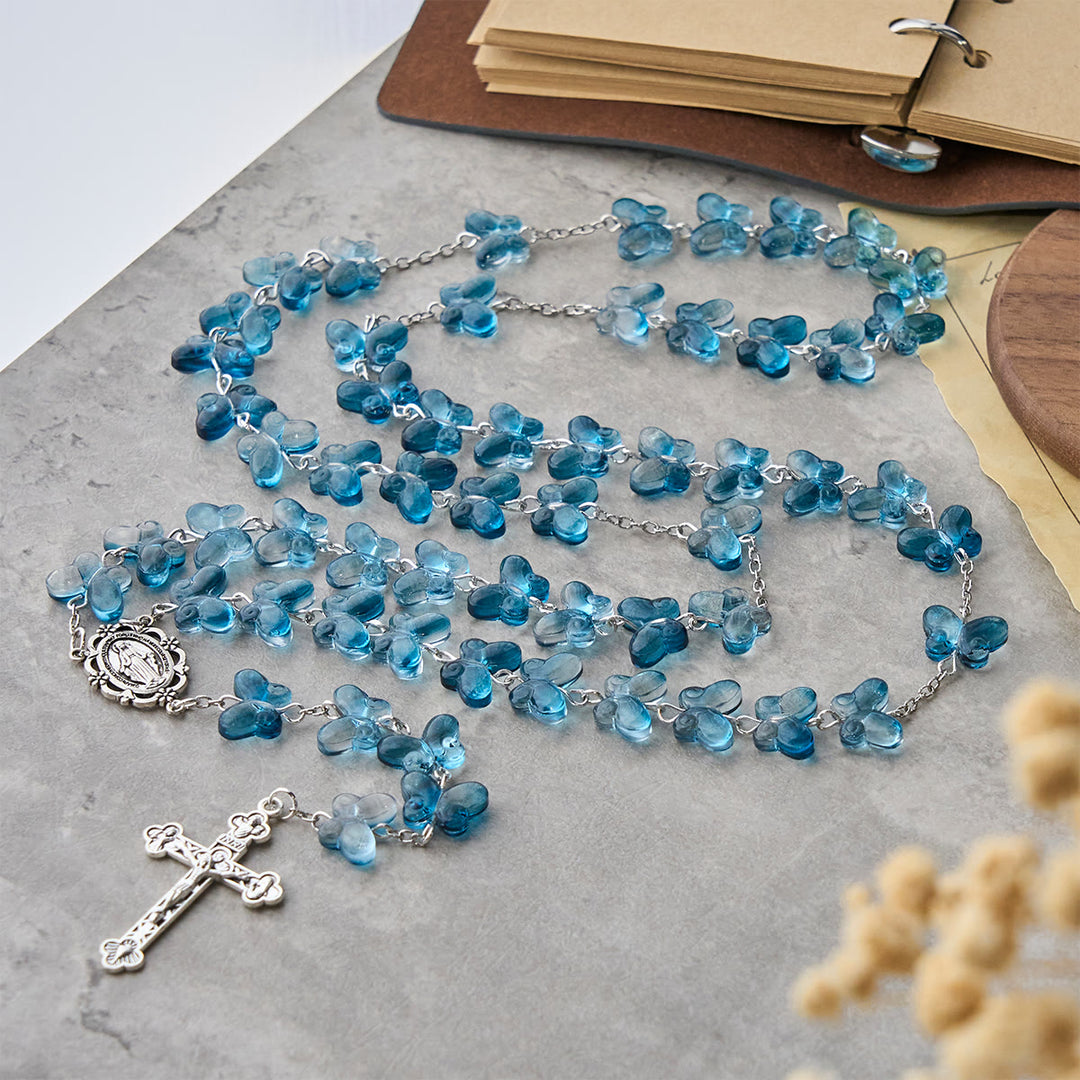 Christianartworkshop Faith is th Hope: Wings of Devotion Shimmering Blue Butterfly Prayer Bracelet, Animal Rosary - image 4