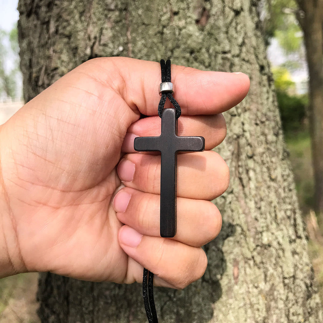 Christianartworkshop Classic Natural Ebony Cross Necklace: Pure and Enduring Faith Symbol - Cross - image 0