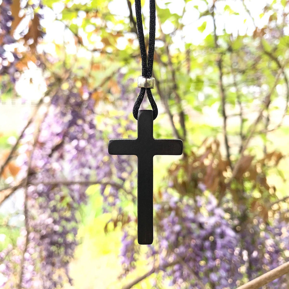Christianartworkshop Classic Natural Ebony Cross Necklace: Pure and Enduring Faith Symbol - image 1