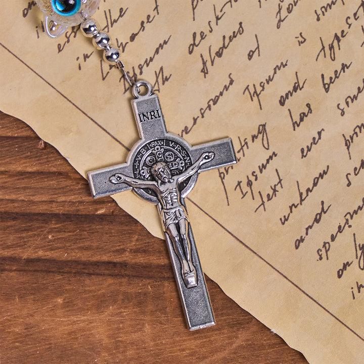 Christianartworkshop Aquamarine & White Lava Stone with Glass Cat Rosary: Memorial Your Pet, Pray for Love - image 9