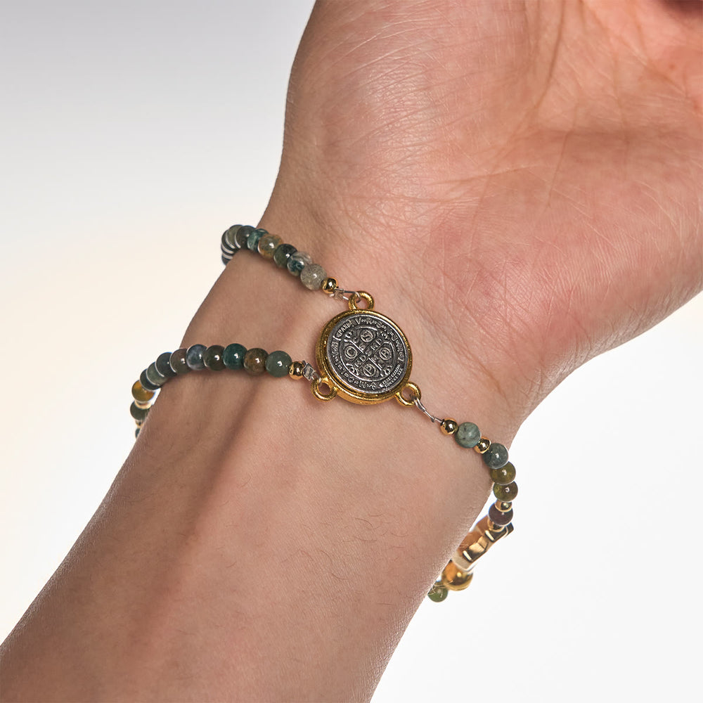 Christianartworkshop Handmade Earth Tone Rosary Bracelets with Cross & St. Benedict Charm - image 2