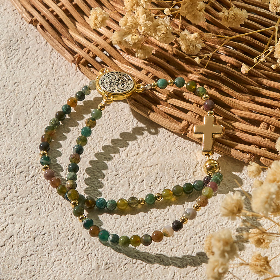 Christianartworkshop Handmade Earth Tone Rosary Bracelets with Cross & St. Benedict Charm - image 5