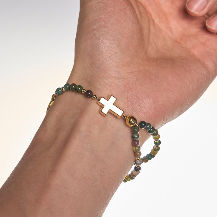 Christianartworkshop Handmade Earth Tone Rosary Bracelets with Cross & St. Benedict Charm - image 3