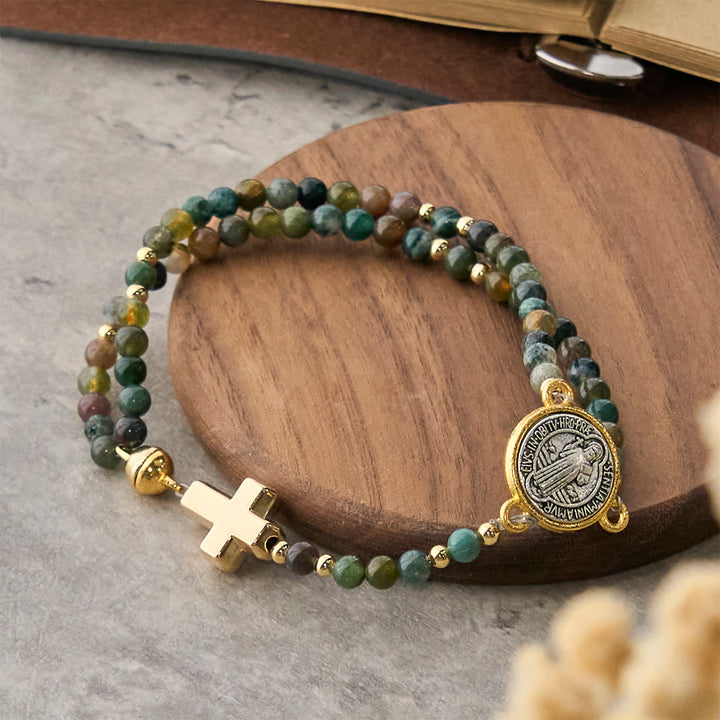 Christianartworkshop Handmade Earth Tone Rosary Bracelets with Cross & St. Benedict Charm - image 6
