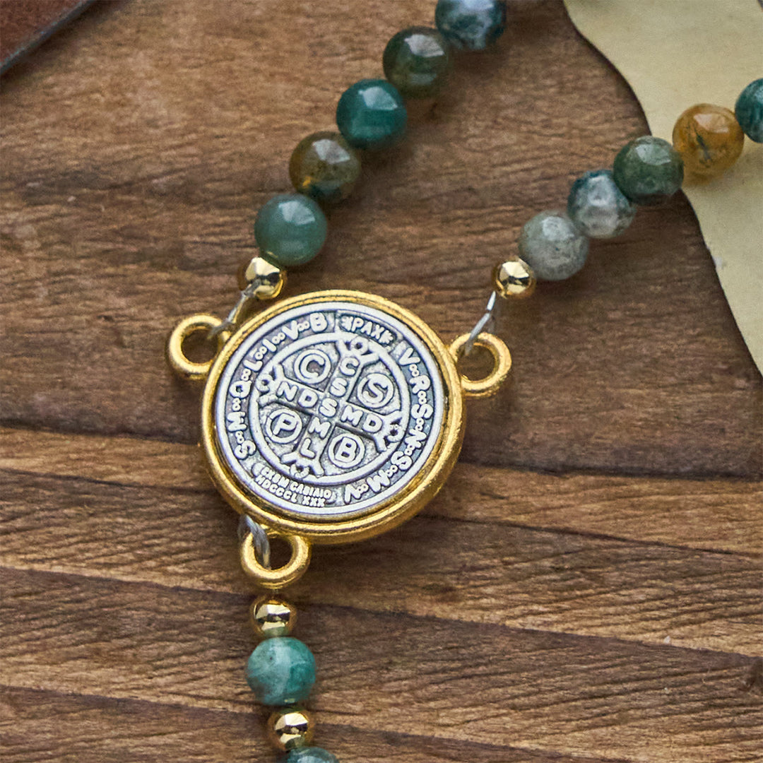 Christianartworkshop Handmade Earth Tone Rosary Bracelets with Cross & St. Benedict Charm - image 7