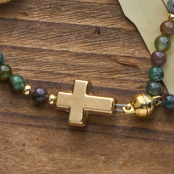 Christianartworkshop Handmade Earth Tone Rosary Bracelets with Cross & St. Benedict Charm - image 8