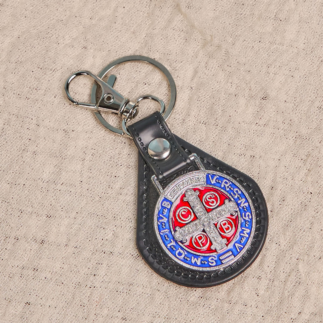 Christianartworkshop PU Leather Saint Benedict Cross Keychain for Daily Spiritual Protection - image 2