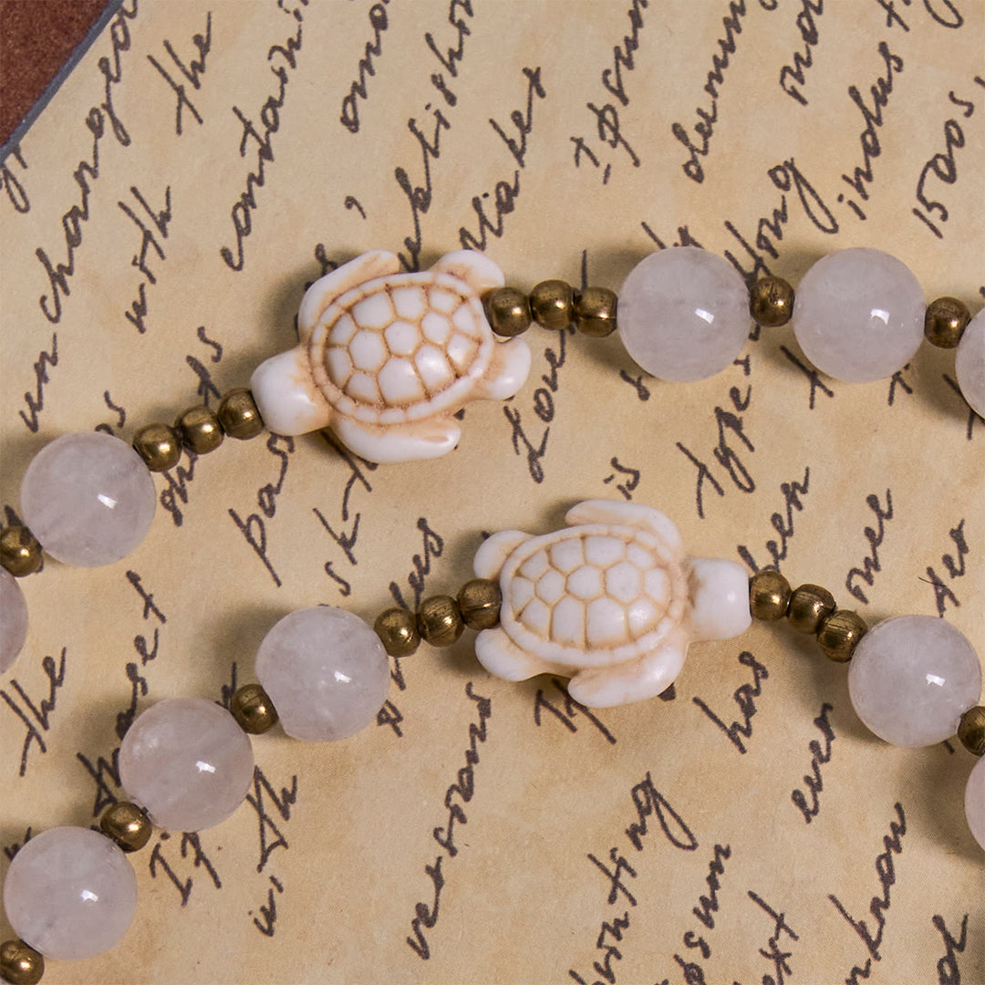 Christianartworkshop Serene White Quartz and Sacred Turtle Prayer Rosary with Miraculous Medal - image 7