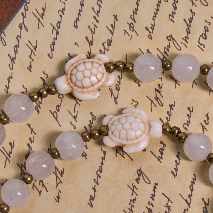 Christianartworkshop Serene White Quartz and Sacred Turtle Prayer Rosary with Miraculous Medal - image 7