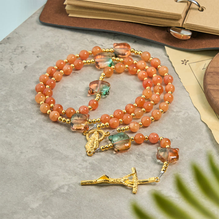 Christianartworkshop Orange Tabby Companion Rosary with Carnelian Beads for Pray & Loving Memorial - image 3