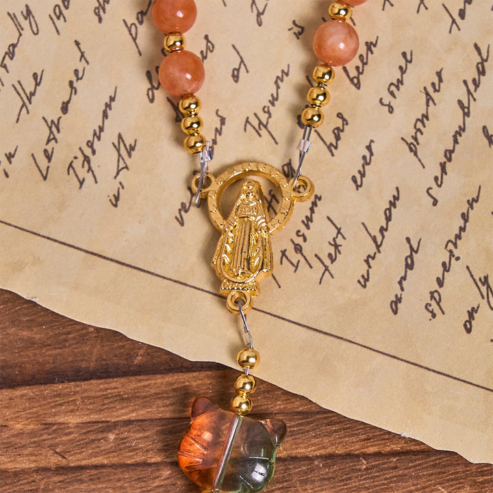 Christianartworkshop Orange Tabby Companion Rosary with Carnelian Beads for Pray & Loving Memorial - image 7