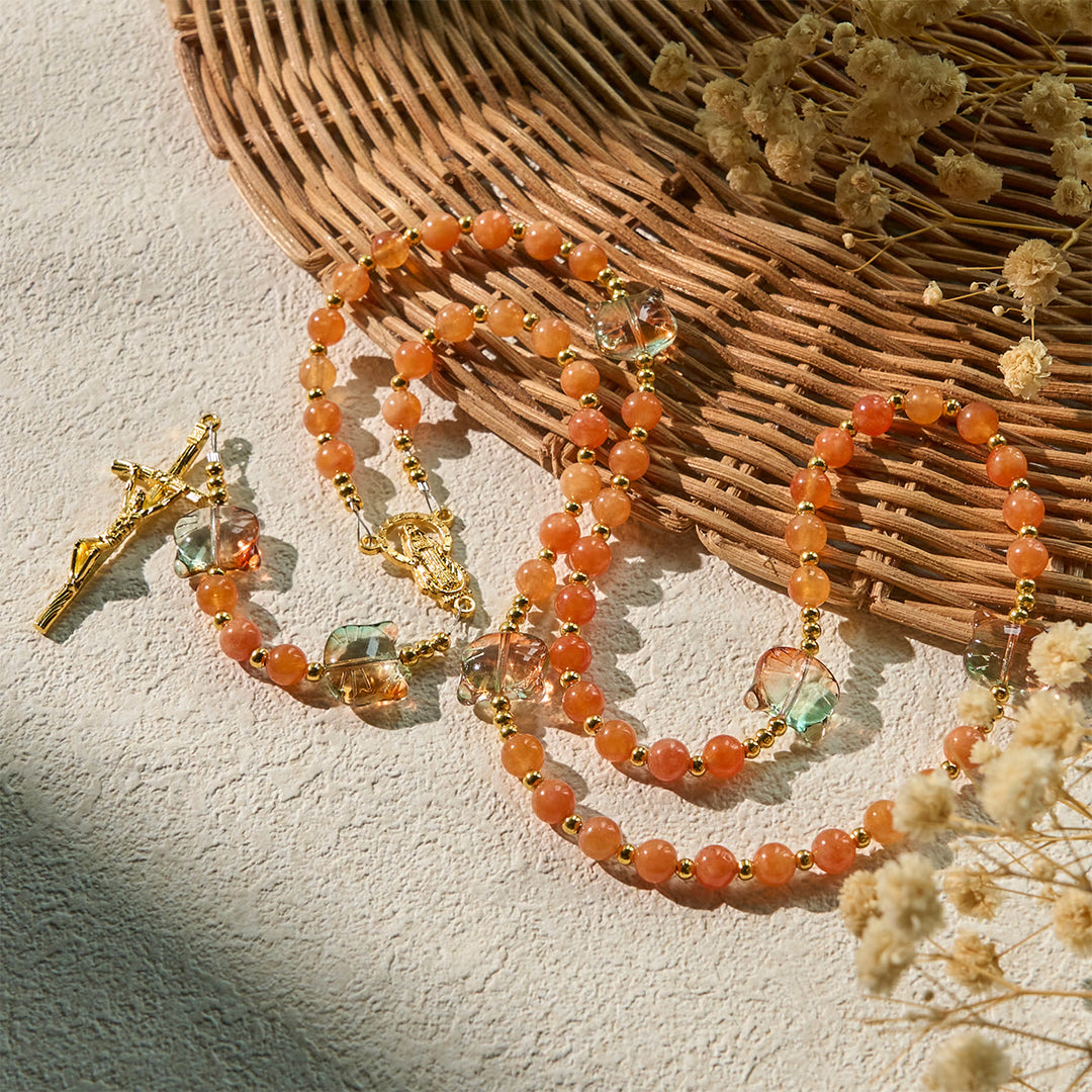 Christianartworkshop Orange Tabby Companion Rosary with Carnelian Beads for Pray & Loving Memorial - image 2