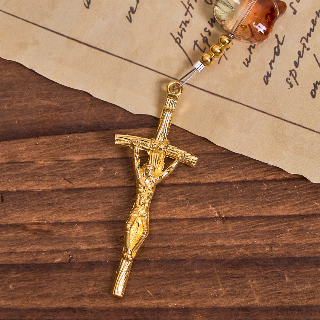 Christianartworkshop Orange Tabby Companion Rosary with Carnelian Beads for Pray & Loving Memorial - image 8