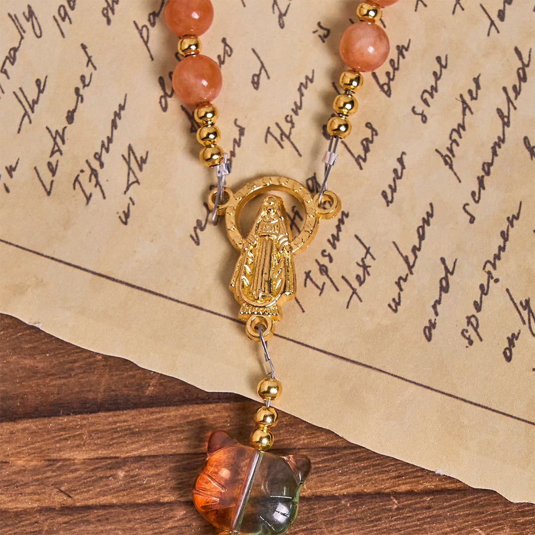 Christianartworkshop Orange Tabby Companion Rosary with Carnelian Beads for Pray & Loving Memorial - image 6