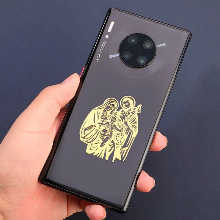 Christianartworkshop Golden Saint Sticker for Phone: Multiple Holy Figures Available - Holy Family - image 0