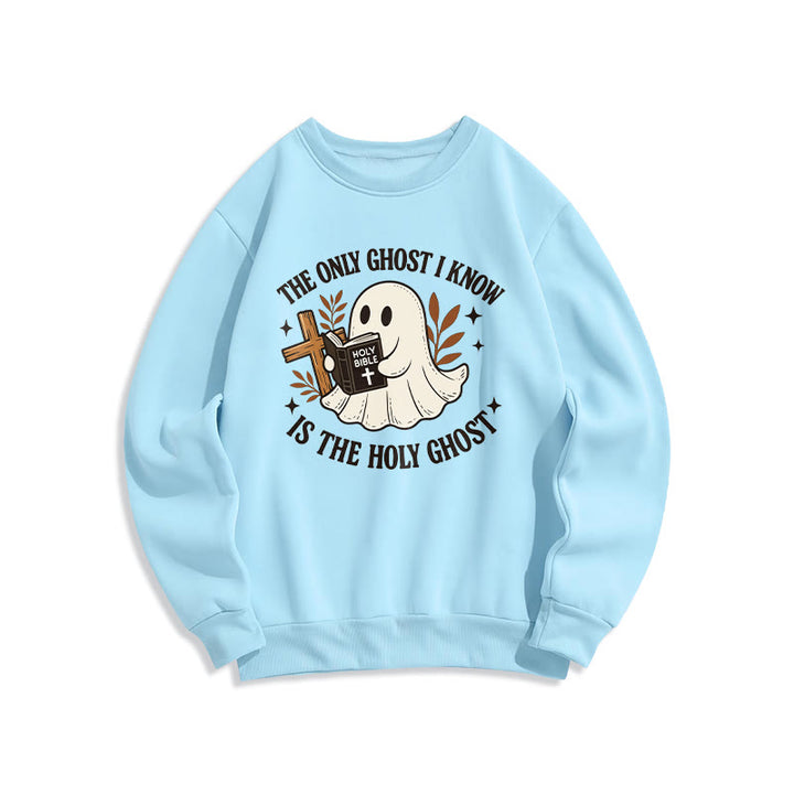 Christianartworkshop Ghost-Free Except the Holy One Fleece Lined Polyester Sweatshirt - Blue - 2XL - image 2