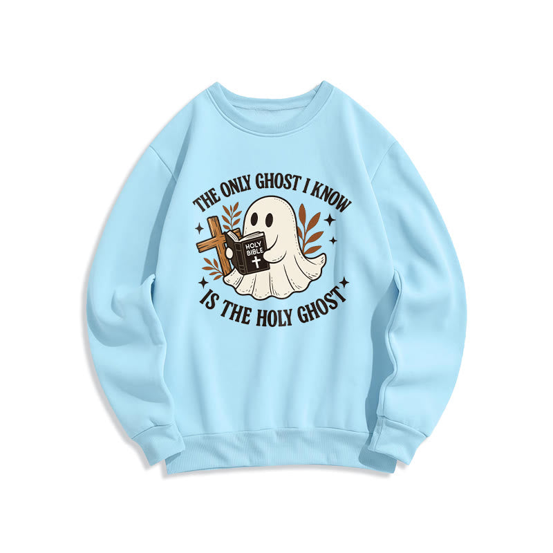 Christianartworkshop Ghost-Free Except the Holy One Fleece Lined Polyester Sweatshirt - Blue - 2XL - image 2