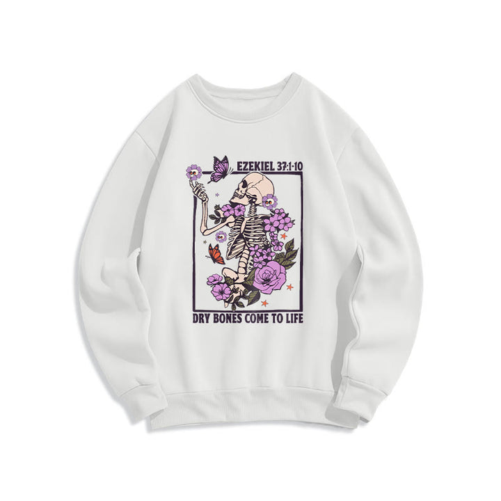 Christianartworkshop Dry Bones Rise in Faith Fleece Lined Polyester Sweatshirt - White - 2XL - image 1