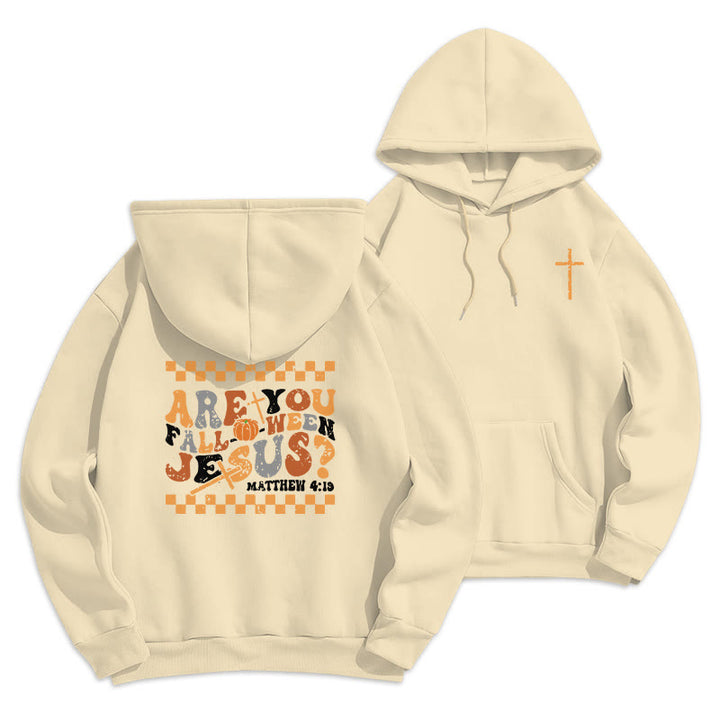 Christianartworkshop Follow Jesus This Fall Matthew 419 Fleece Lined Polyester Hoodie - Beige - 2XL - image 2
