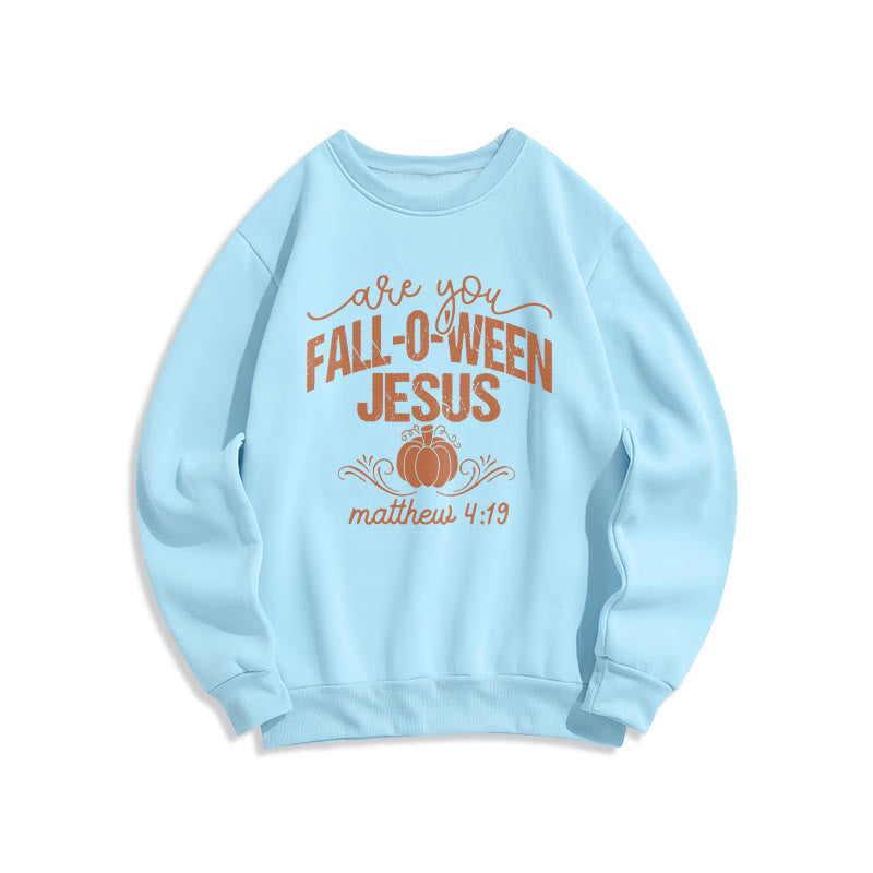 Christianartworkshop Fall for Jesus Pumpkin Faith Fleece Lined Polyester Sweatshirt - Blue - 2XL - image 0