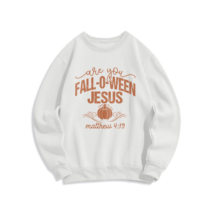Christianartworkshop Fall for Jesus Pumpkin Faith Fleece Lined Polyester Sweatshirt - White - 2XL - image 5