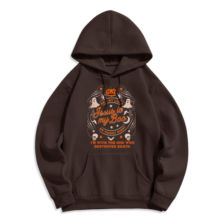 Christianartworkshop Jesus is My Boo with Holy Ghost Style Fleece Lined Polyester Hoodie - Brown - 2XL - image 3