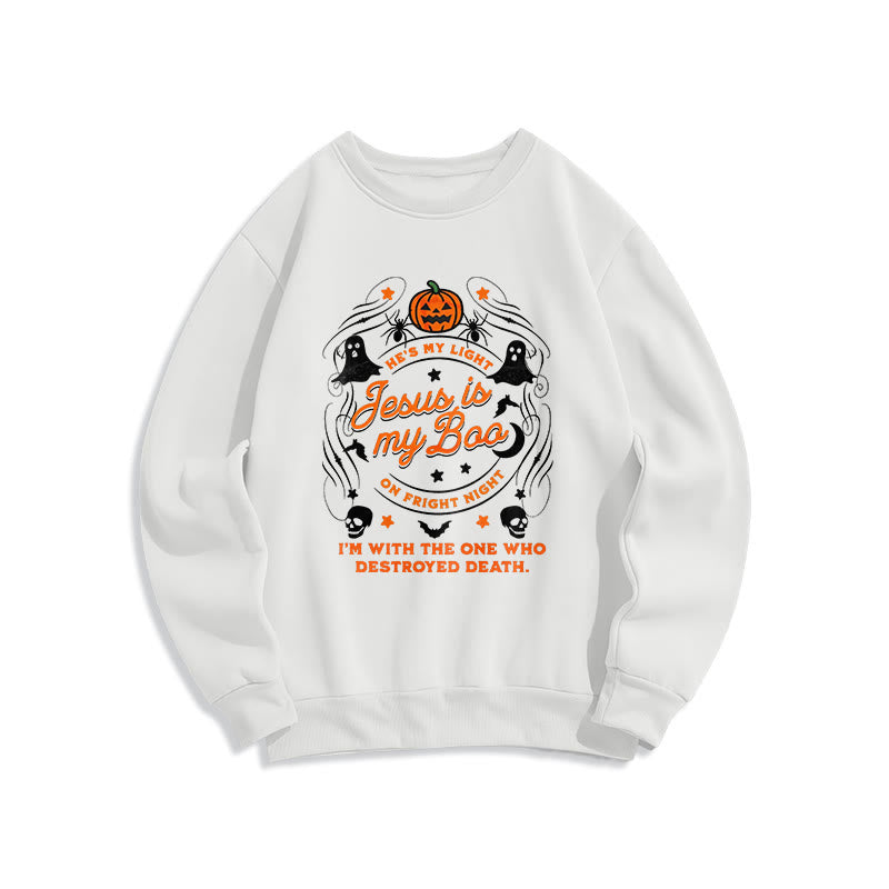 Christianartworkshop Jesus is My Boo with Holy Ghost Style Fleece Lined Polyester Sweatshirt - White - 2XL - image 0