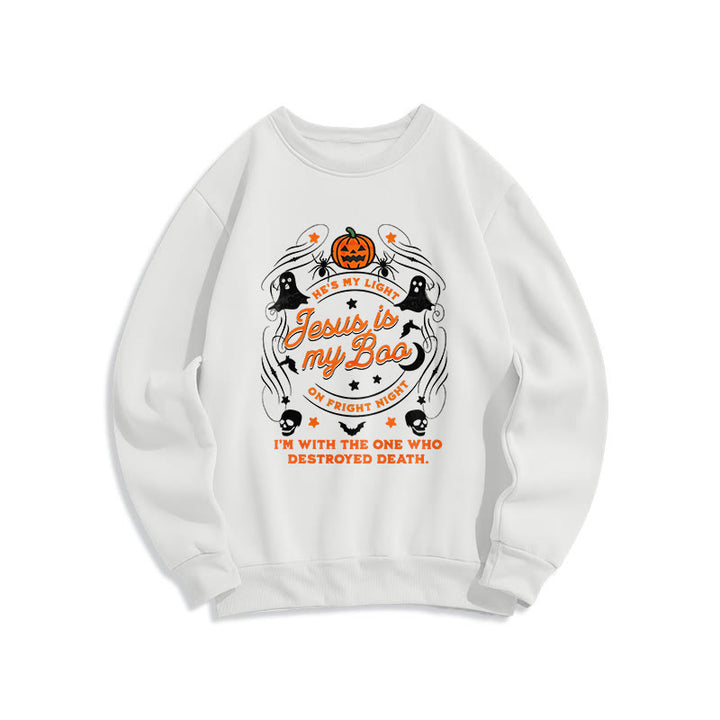 Christianartworkshop Jesus is My Boo with Holy Ghost Style Fleece Lined Polyester Sweatshirt - White - 2XL - image 0