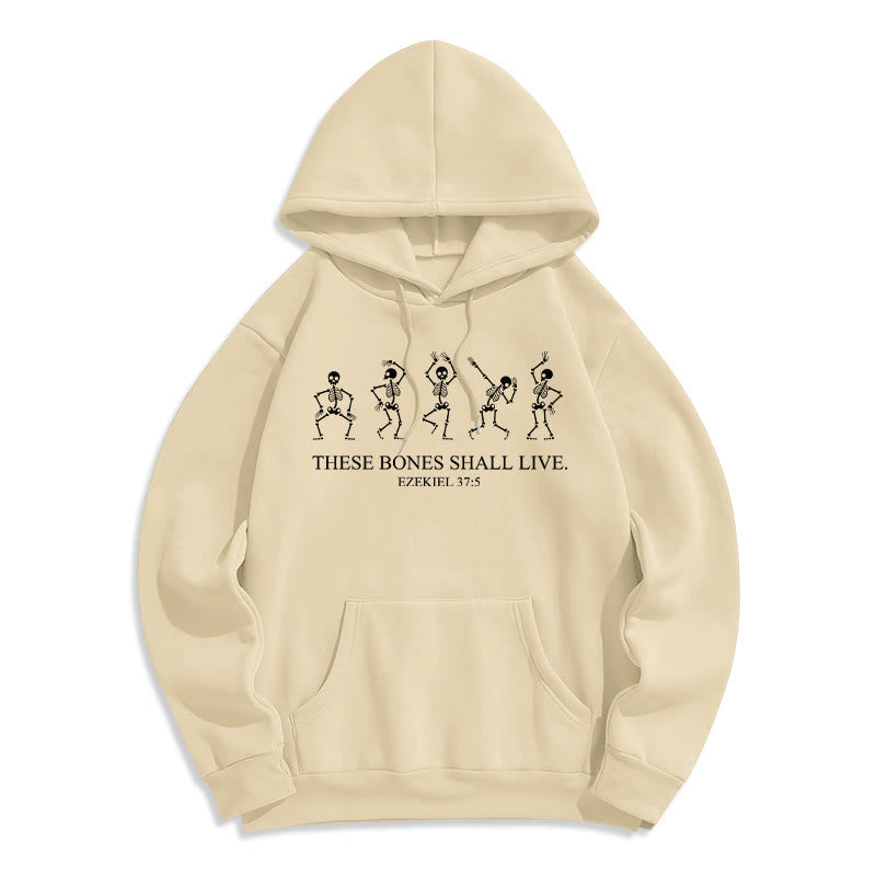 Christianartworkshop These Bones Shall Live Dance of Faith Fleece Lined Polyester Hoodie - Beige - 2XL - image 5