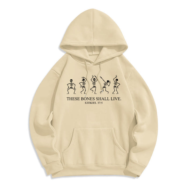 Christianartworkshop These Bones Shall Live Dance of Faith Fleece Lined Polyester Hoodie - Beige - 2XL - image 4