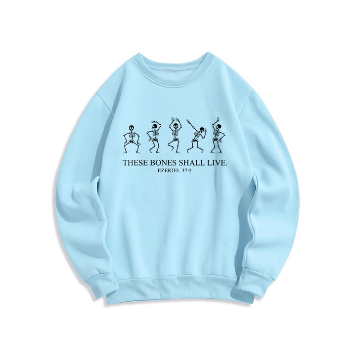 Christianartworkshop These Bones Shall Live Dance of Faith Fleece Lined Polyester Sweatshirt - Blue - 2XL - image 3