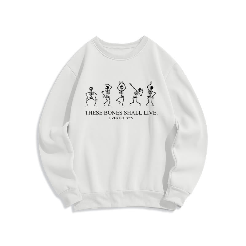Christianartworkshop These Bones Shall Live Dance of Faith Fleece Lined Polyester Sweatshirt - White - 2XL - image 0