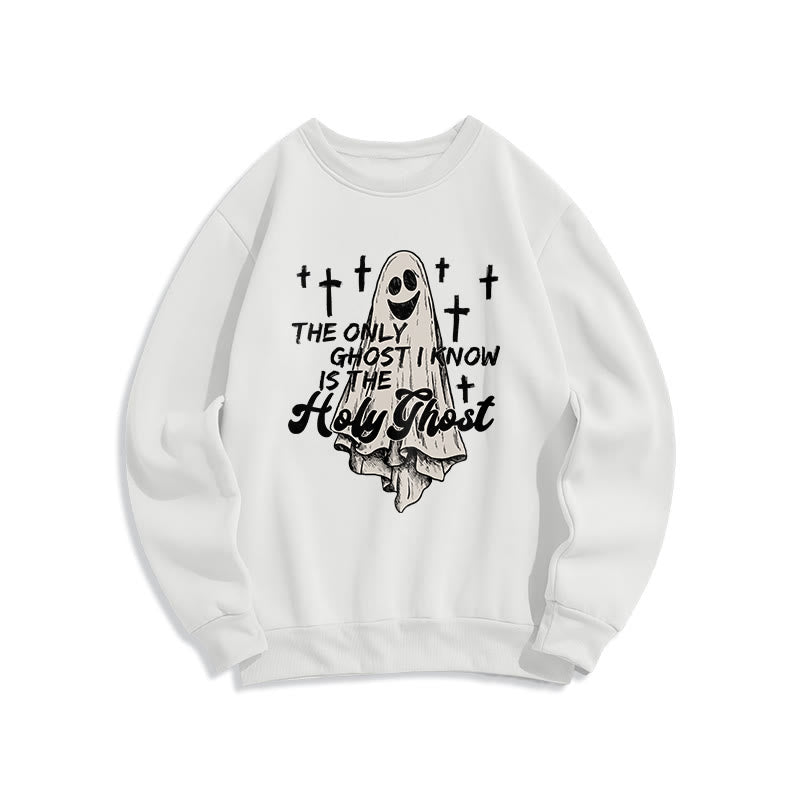 Christianartworkshop Holy Ghost and Cross Gospel Fusion Fleece Lined Polyester Sweatshirt - White - 2XL - image 1