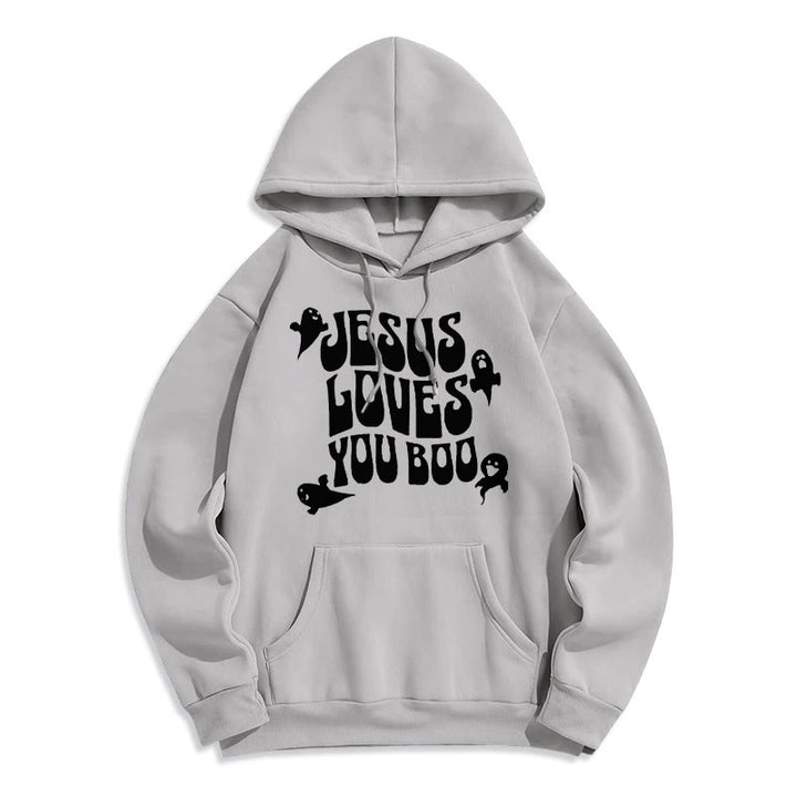 Christianartworkshop Jesus Loves You Boo Fleece Lined Polyester Hoodie - Grey - 2XL - image 8