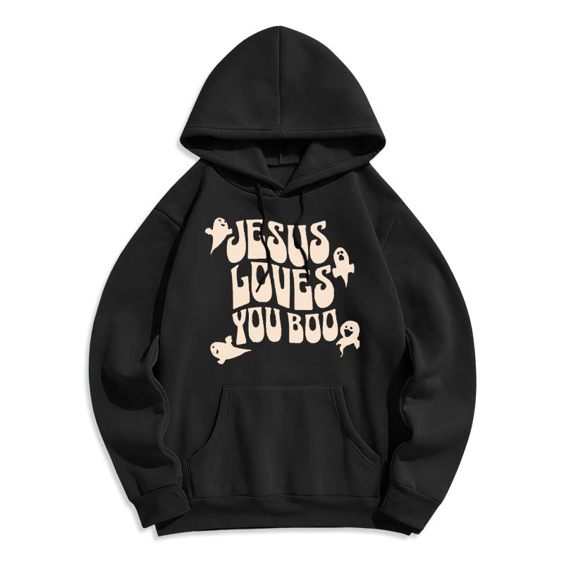 Christianartworkshop Jesus Loves You Boo Fleece Lined Polyester Hoodie - Black - 2XL - image 0
