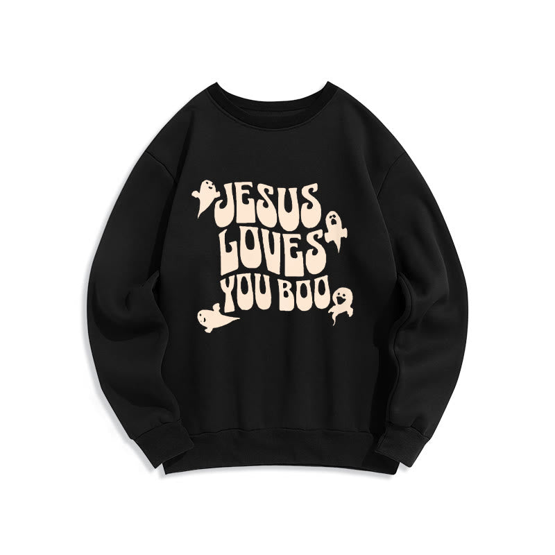 Christianartworkshop Jesus Loves You Boo Fleece Lined Polyester Sweatshirt - Black - 2XL - image 1