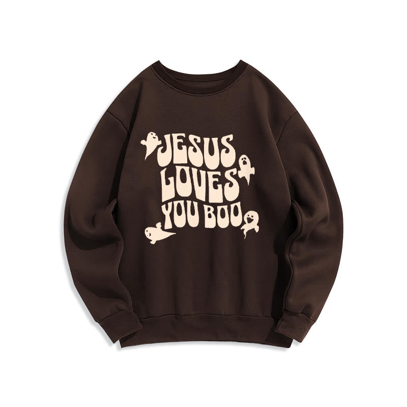 Christianartworkshop Jesus Loves You Boo Fleece Lined Polyester Sweatshirt - Brown - 2XL - image 7