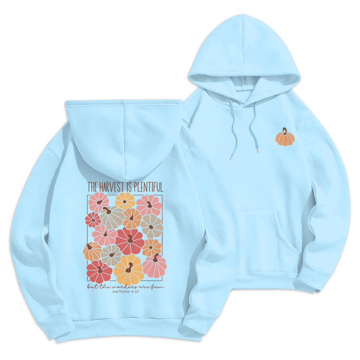 Christianartworkshop Harvest Grace in Every Pumpkin Fleece Lined Polyester Hoodie - Blue - 2XL - image 3