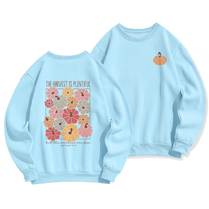 Christianartworkshop Harvest Grace in Every Pumpkin Fleece Lined Polyester Sweatshirt - Blue - 2XL - image 2